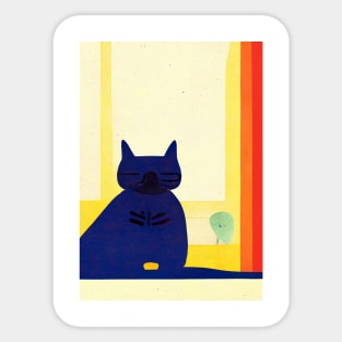 I Am Power Cat Retro Poster Vintage Art Space Wall Vibrant Yellow Illustration Sticker